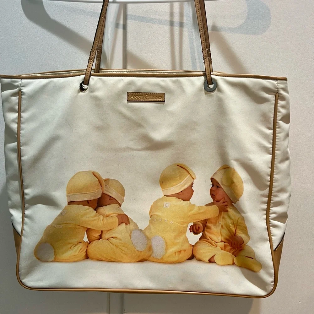 Authentic Anne Geddes Cream and Tan Diaper Bag